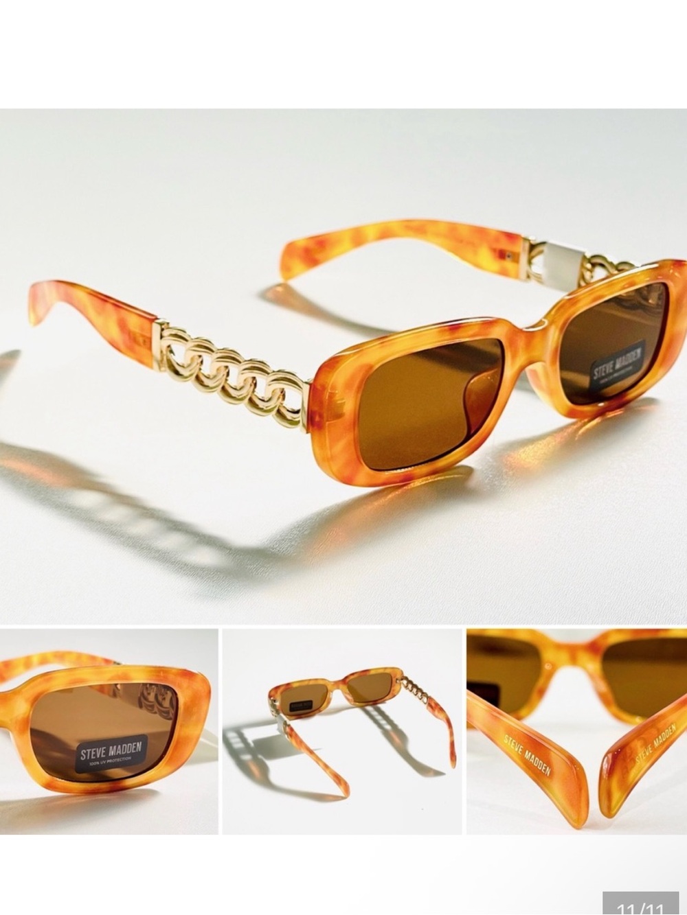 STEVE MADDEN Felicia Tortoise Sunglasses 100% UV Protection Rectangular